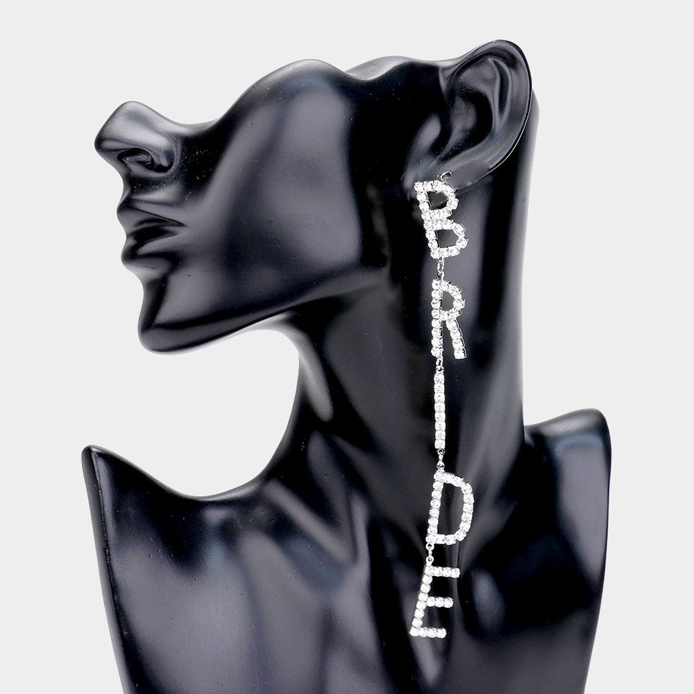 "B R I D E" Diamond Drop Statement Earrings