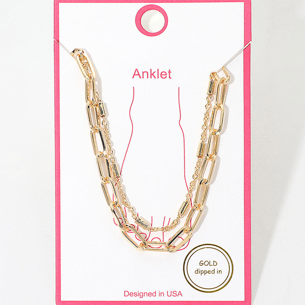 Piper Paper Clip Stainless Anklets