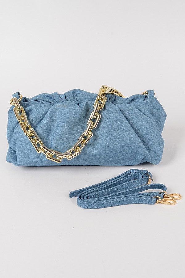 "Demi" Denim Tube Statement Bag