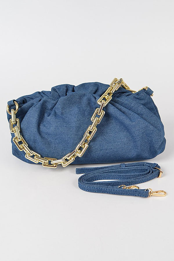"Demi" Denim Tube Statement Bag