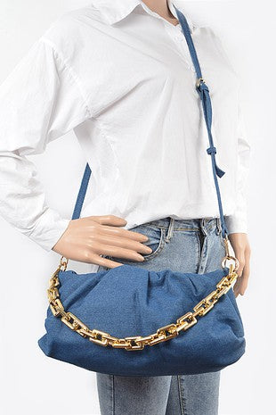 "Demi" Denim Tube Statement Bag