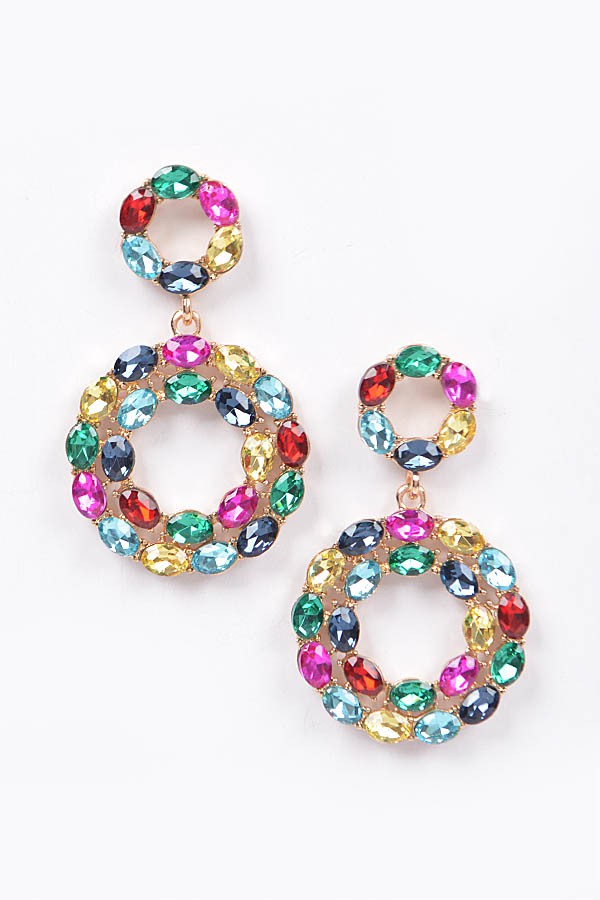 Chelsea Round Statement Rhinestone Earrings