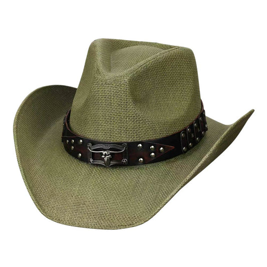Harper Accent Studded Faux Leather Cowboy Hat