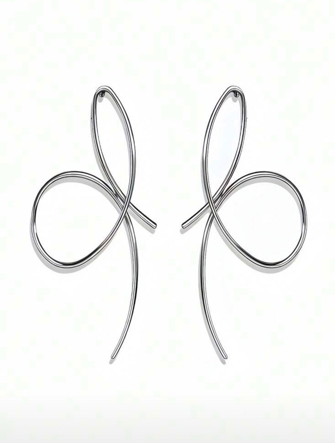 Abstractedly Wrapped - Bow Stenciled Statement  Earring