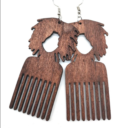 Pardon My Afro Wooden Statement Earrings