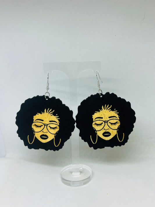 My Hair Is Beautiful... Wooden Imagery Earrings