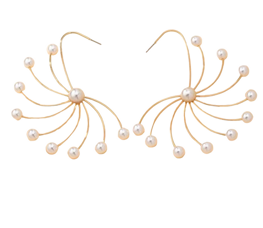 Petals of Providence Pearl Geometric Stenciled Statement Earrings
