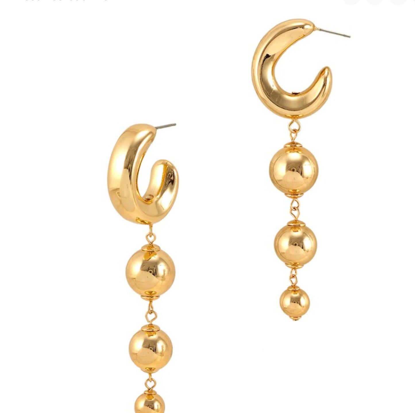 Broadway Drop Metal Ball Earrings