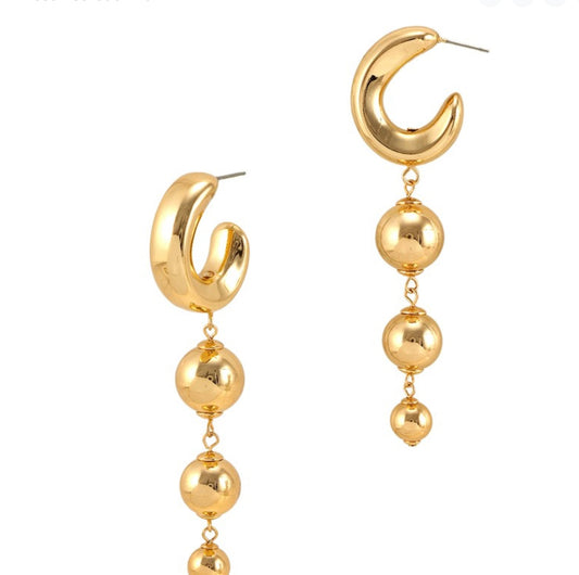 Broadway Drop Metal Ball Earrings