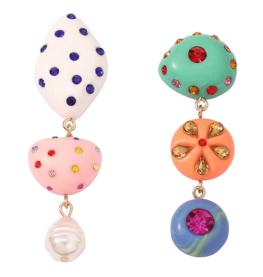 Zora Mix Matched Abstracted Drop Earrings
