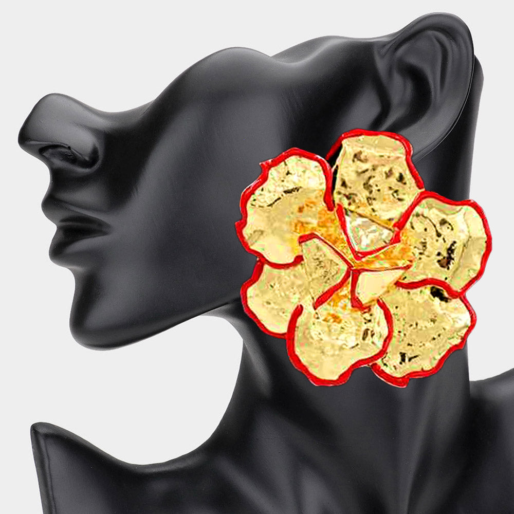 Ambrosia Metallic Floral Stud