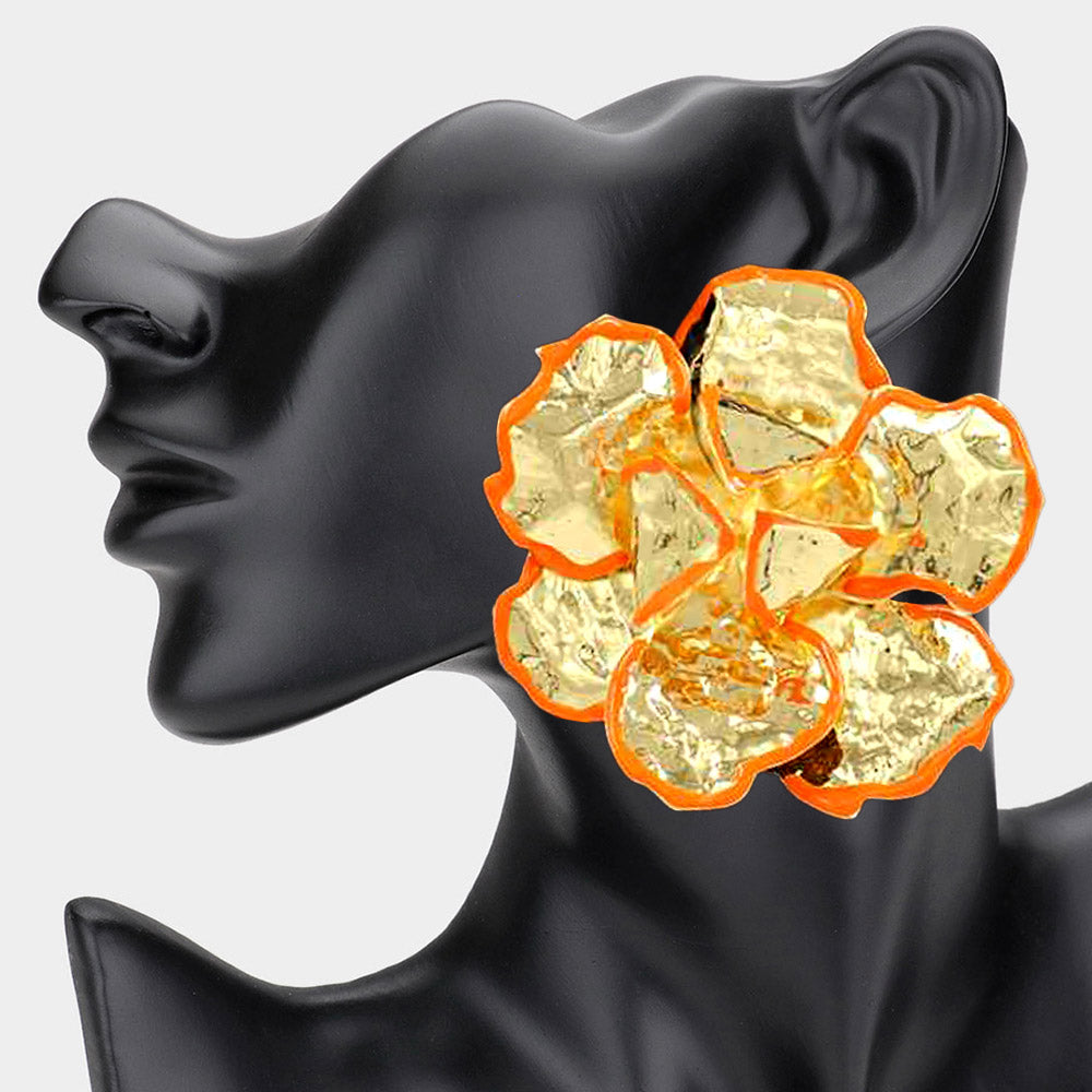 Ambrosia Metallic Floral Stud