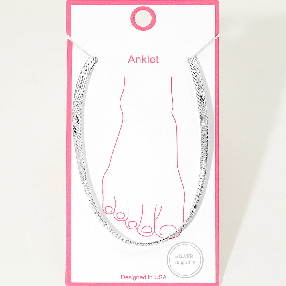 Halle Classic Stainless Steel Herring Bone Anklet