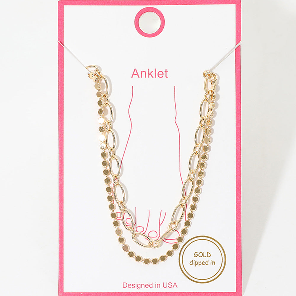 Dina Discs Layered Stainless Steel Anklet