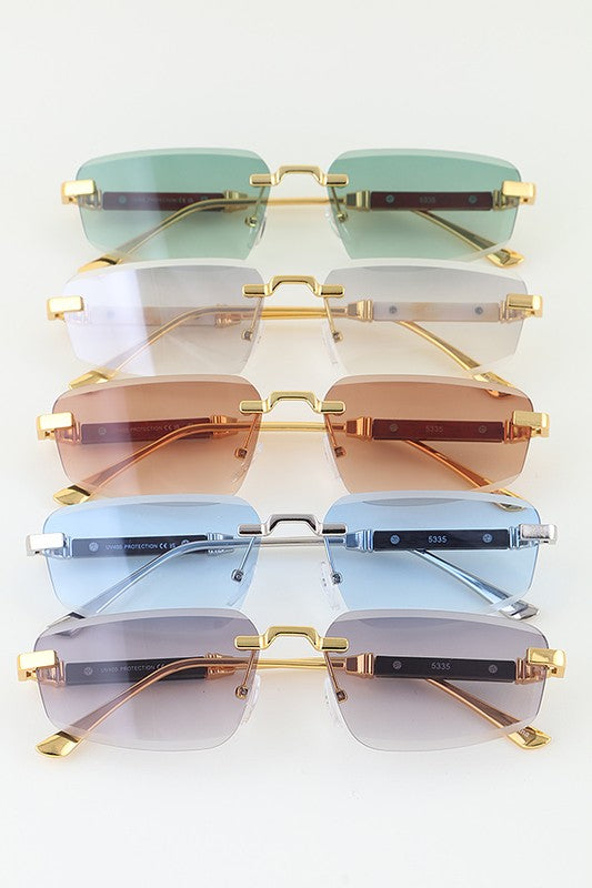Tinted Views in Summer Rectangle Geo Sunnies