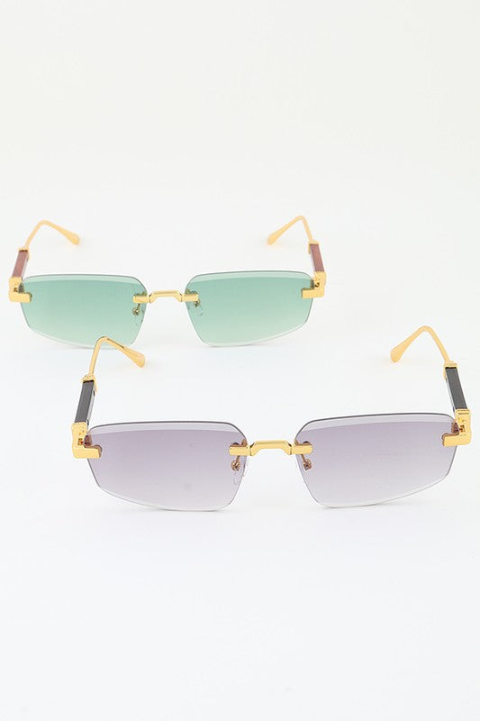 Tinted Views in Summer Rectangle Geo Sunnies