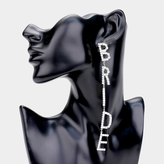 "B R I D E" Diamond Drop Statement Earrings