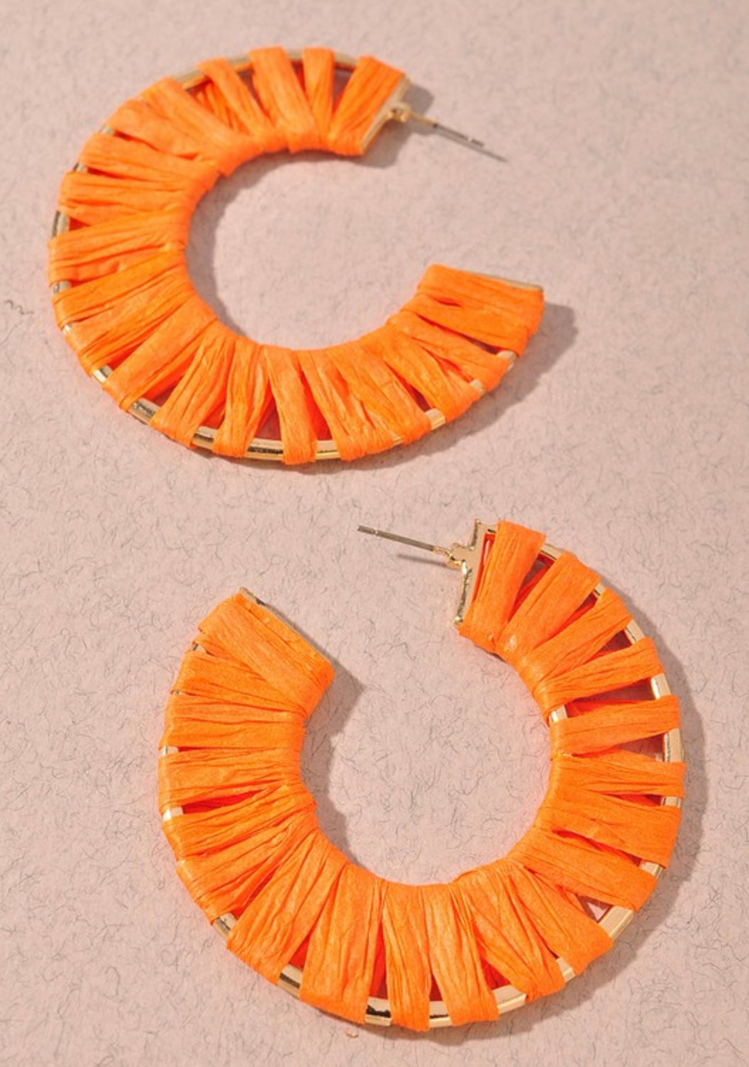 “Neon Blast” Raffia Wrapped Hoops